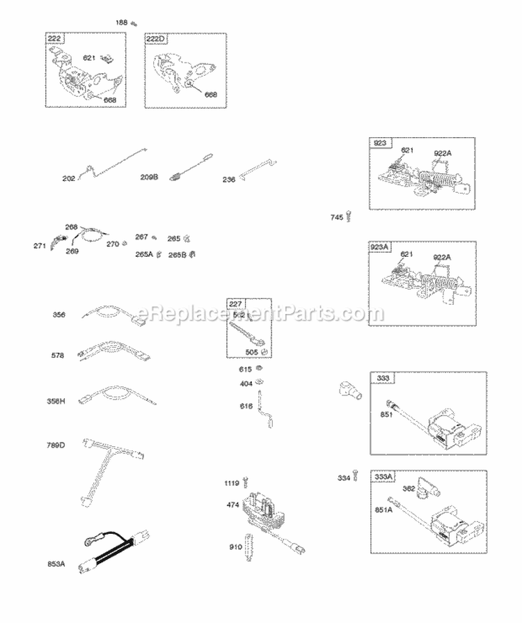 Controls Electrical Flywheel Brake Ignition Diagram and Parts List for 128T02-1337-B1  Briggs and Stratton Engine